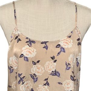 Trixxi Women's Floral Print Spaghetti Strap Slip Dress Size L Pink Blue Sundress